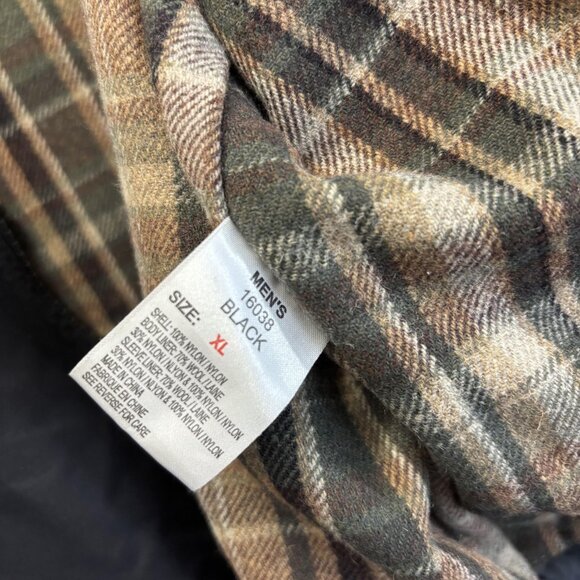 Woolrich Wool Lined Field Coat Mens Sz XL Black Plaid Hood Zip Guide Field 16038 - Picture 8 of 16
